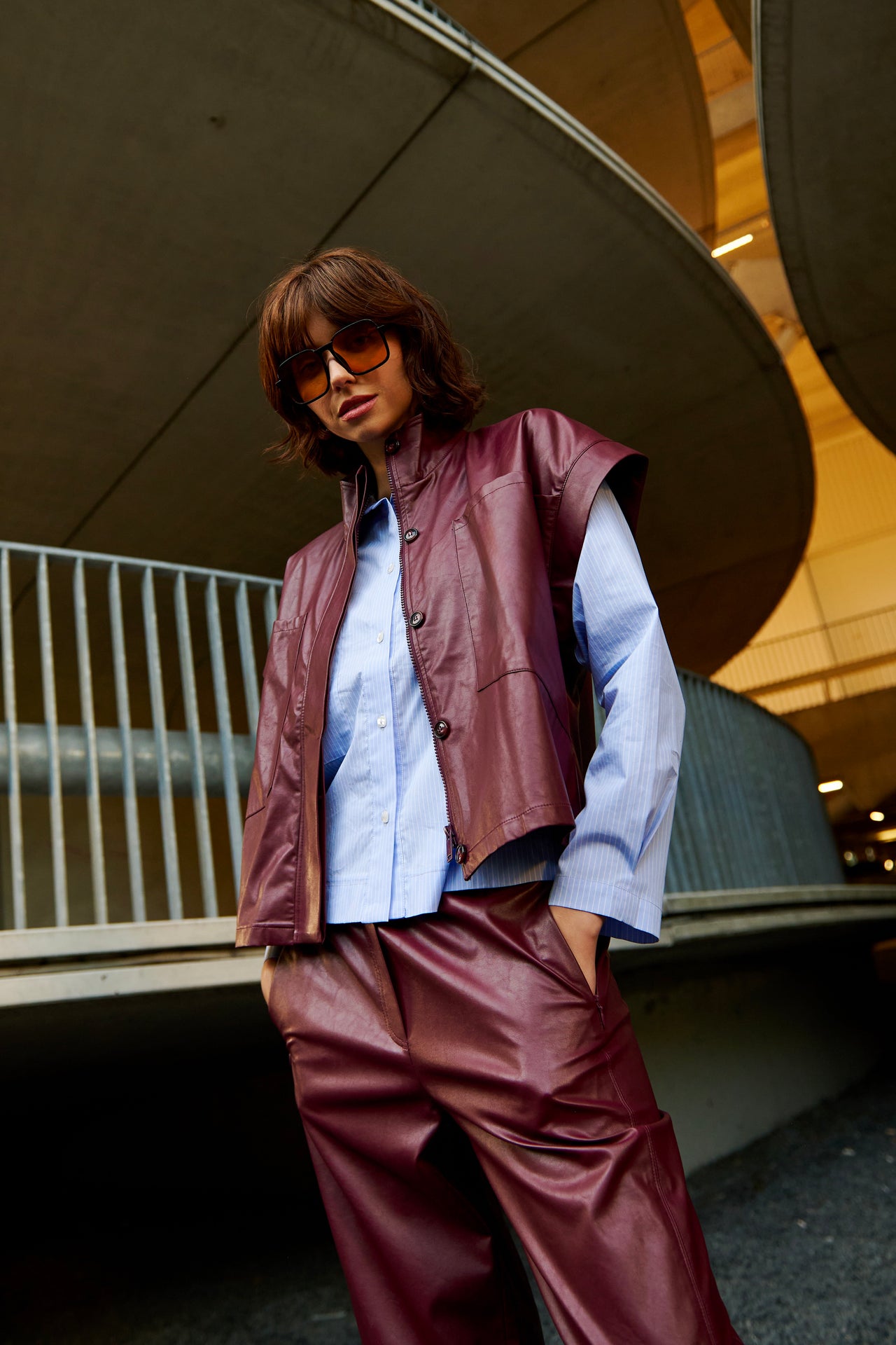 Daphne eco leather pants | Bordo