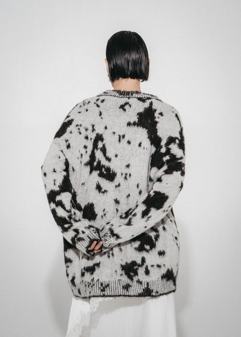Jacquard print cardigan 2370 | Ecru Moro