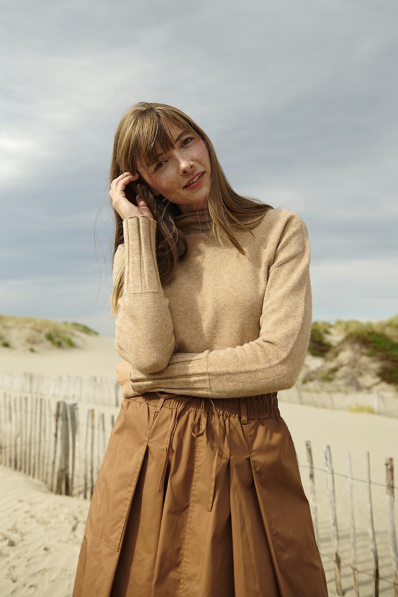 Raffaele poplin skirt | Camel