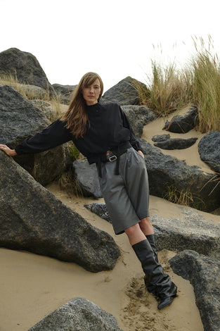 Monna viscose short pants | Dark Grey