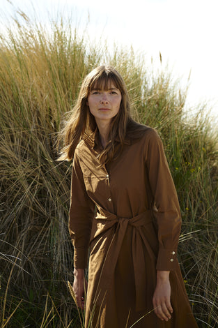 Edyta taffeta dress | Camel