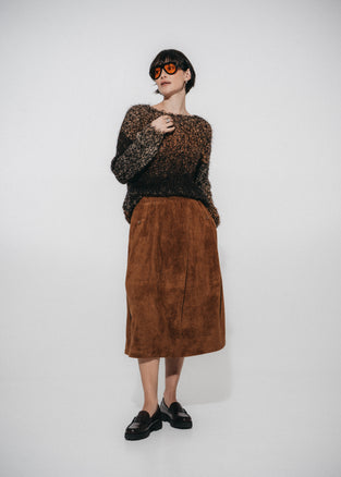 Cozy colour block pullover FA264 | Black Brown