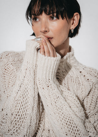 Cozy winter pullover 3094 | Ecru