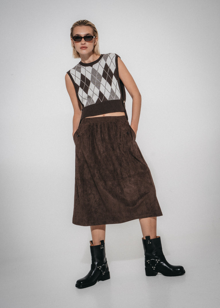 Vest with rhomboids 3007 | Brown