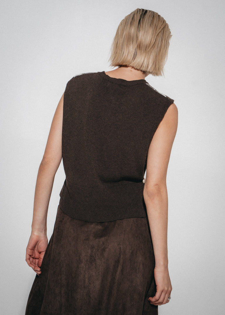 Vest with rhomboids 3007 | Brown