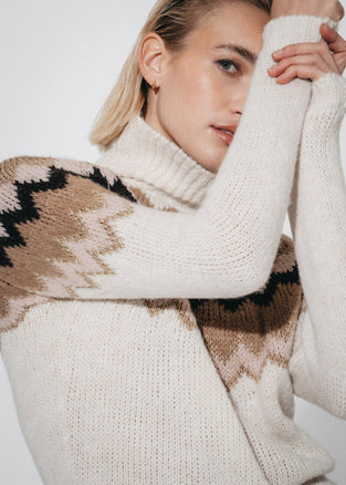 Fancy jacquard pullover 3080 | Off White