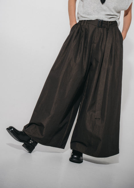Sof pleated wide-leg cotton pants | Dark Grey