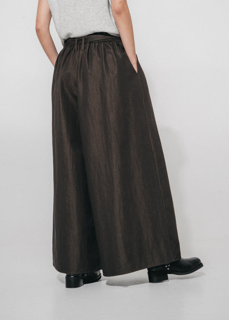 Sof pleated wide-leg cotton pants | Dark Grey