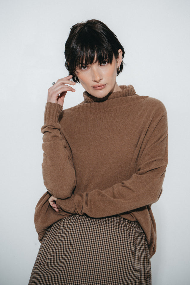 Cashmir wool polo pullover W1165 | Camel