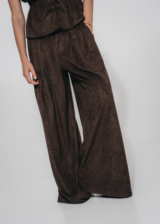 Arabel suede effect pants | Dark Brown