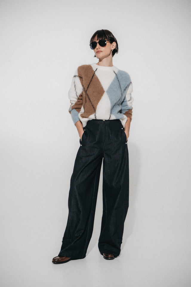 Brushed rombo Pullover H25205 | Off White