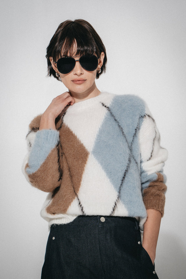 Brushed rombo Pullover H25205 | Off White