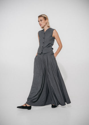 Coco pleated viscose pants | Grey
