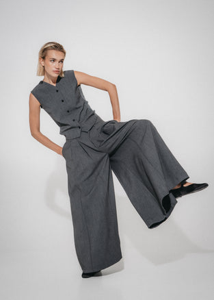 Coco pleated viscose pants | Grey