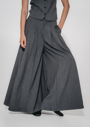 Coco pleated viscose pants | Grey
