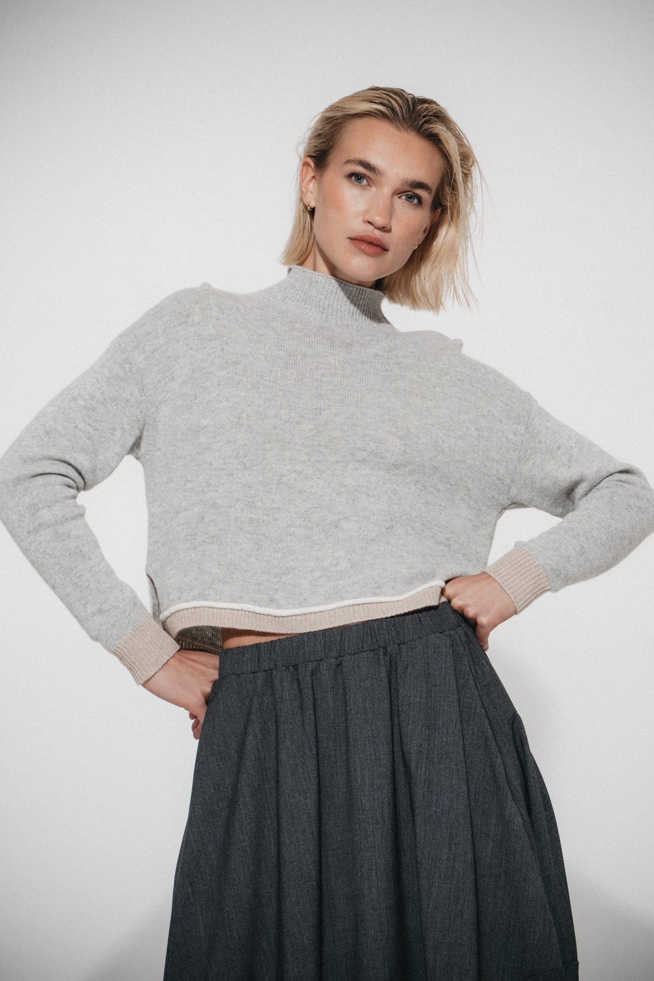 Cashmere blend sweater 26555 | Grey Melange