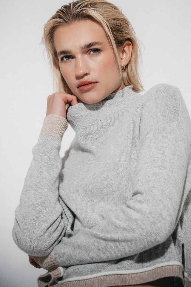 Cashmere blend sweater 26555 | Grey Melange