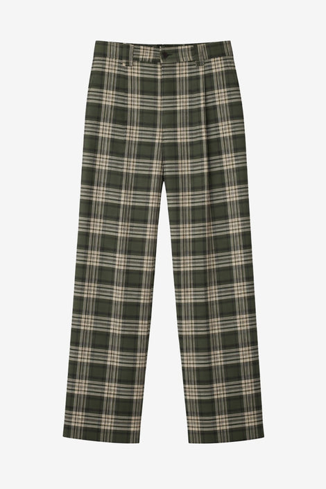 Nicola check viscose pants | Green