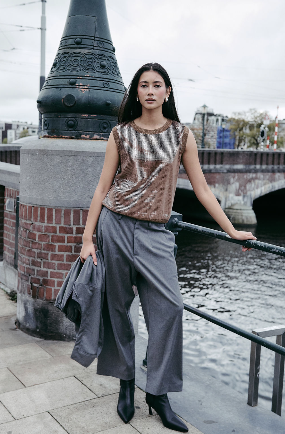 Pallino sequins top | Gold