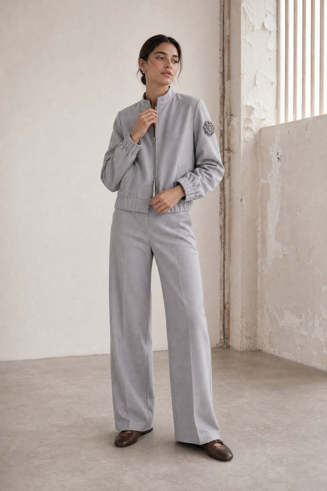Brenzone Viscose zipper bomber | Grigio