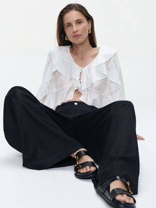 Saby ruffled viscose blouse | White