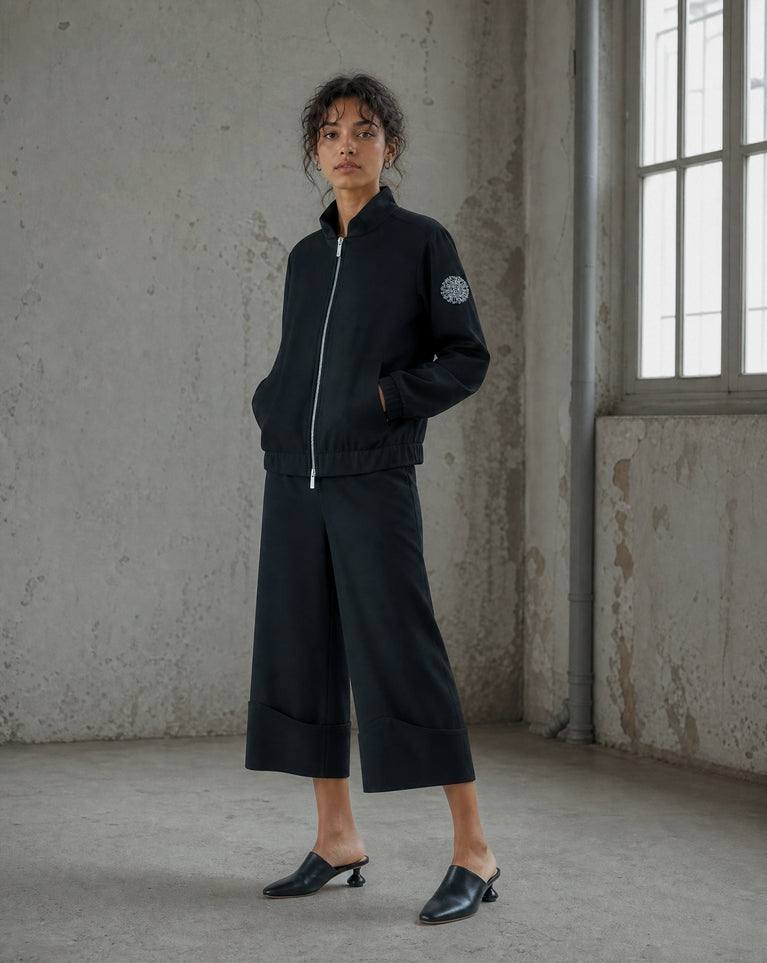 Sirmione viscose flair pants | Black