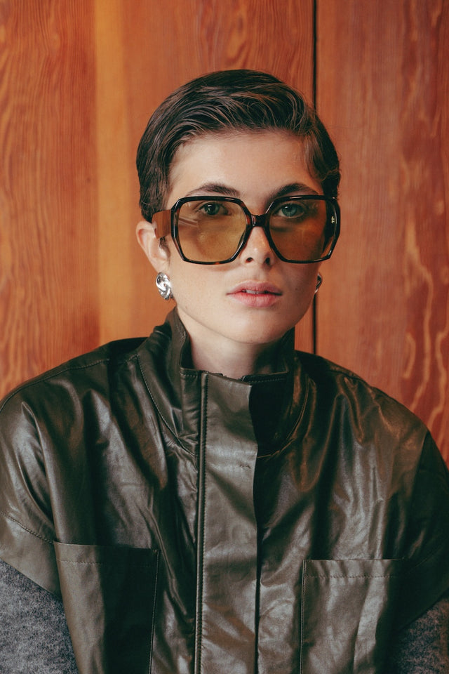 Paola eco leather blouse | Army