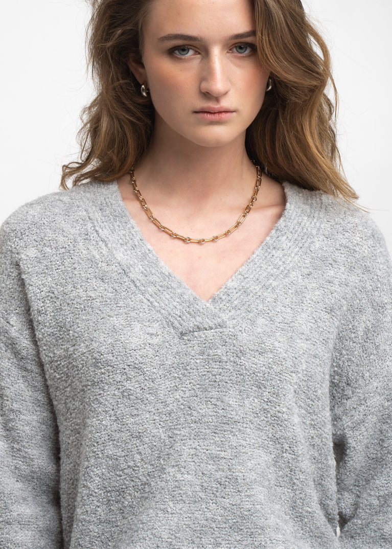 V-neck melange pullover 26553 | Grey