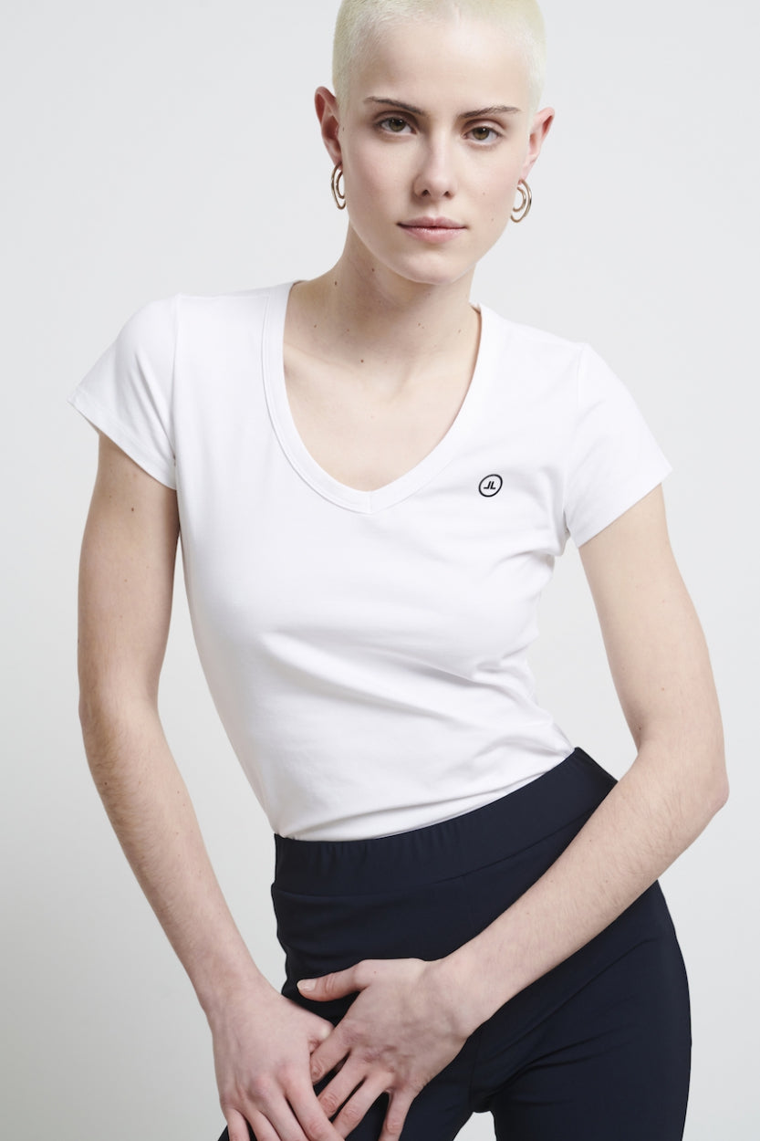 T-shirt con scollo a V, facile da indossare, cotone biologico | Bianco