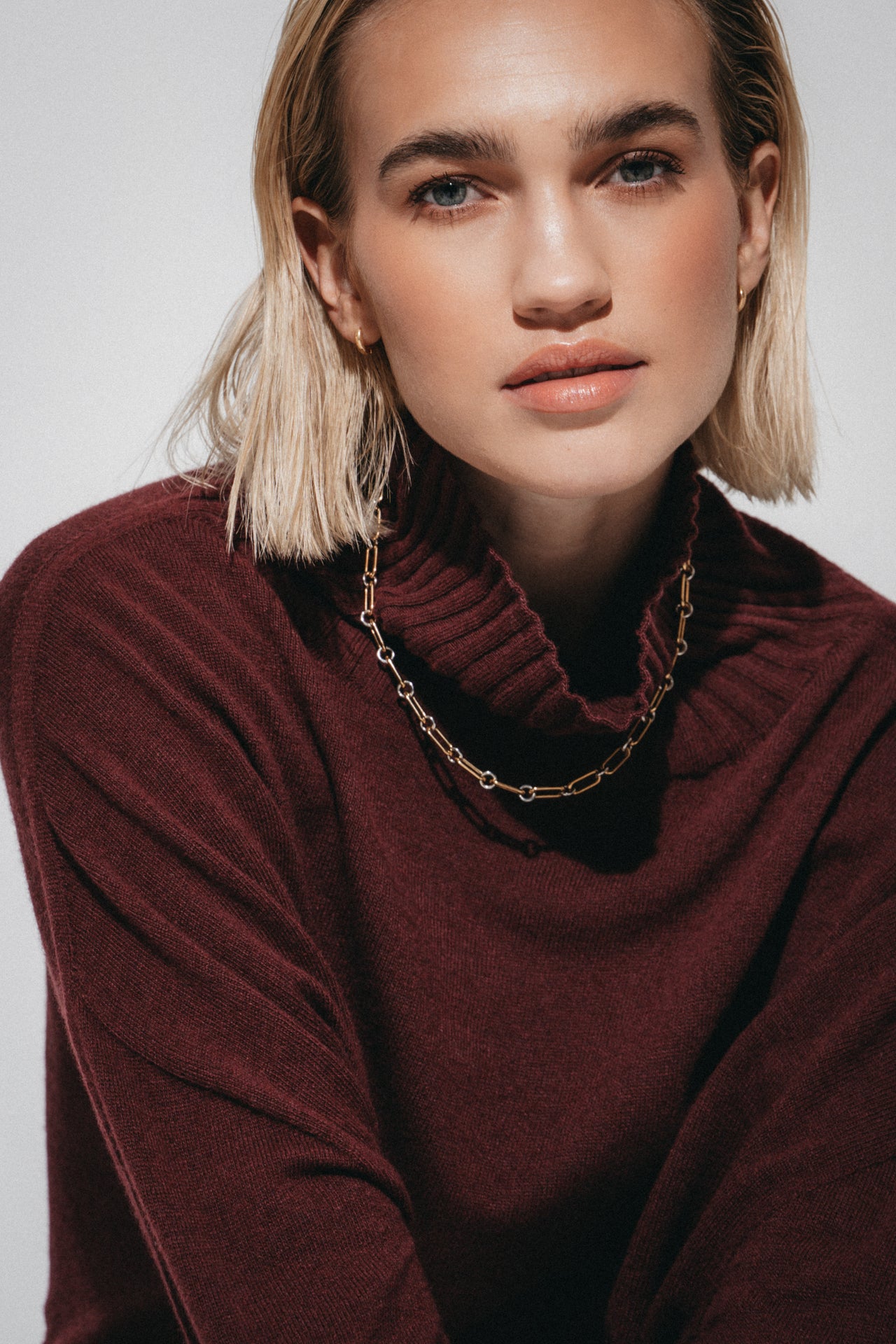 Cashmir wool polo pullover W1165 | Bordeaux