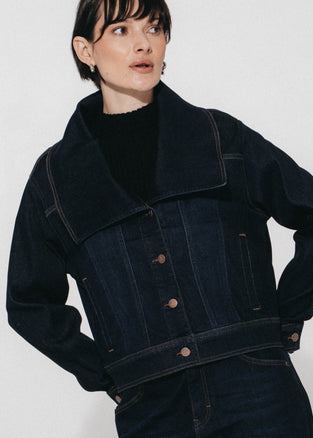 Dramak denim fancy jacket | Dark Blue