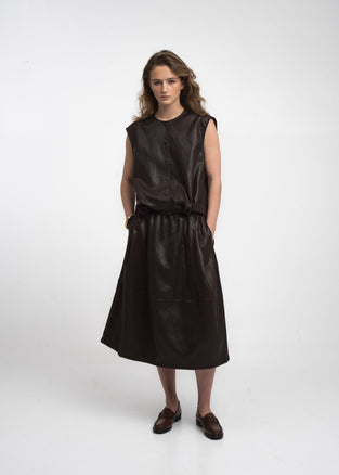 Clare eco leather vest | Dark Brown