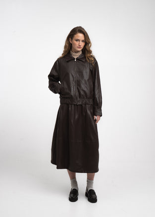 Elle eco leather skirt | Dark Brown