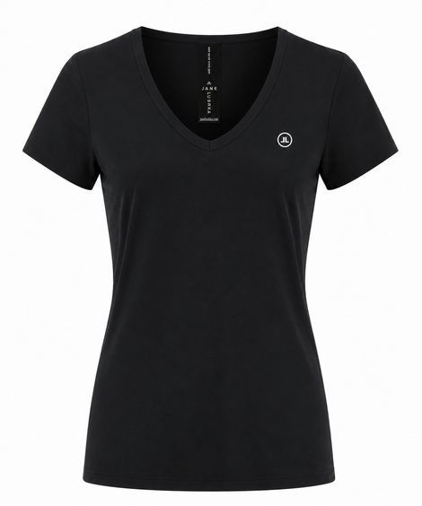 T-shirt con scollo a V, facile da indossare, cotone biologico | Nero