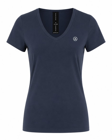 T-shirt con scollo a V, facile da indossare, cotone biologico | Blu