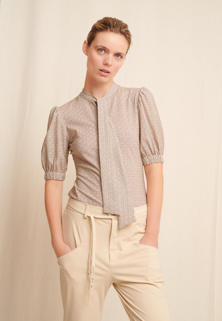 Tonnie Blouse Technical Jersey | Beige Melange